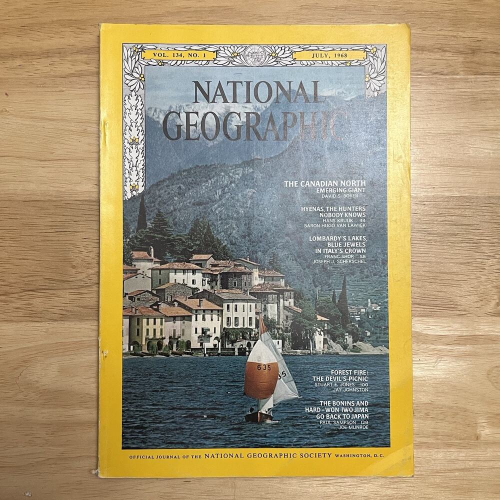 Vintage National Geographic July 1968 Canadian North Hyenas Italy Iwo Jima